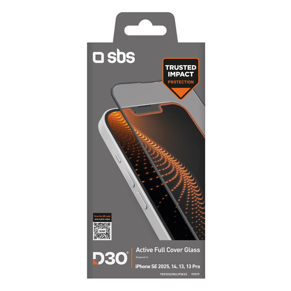 SBS D3O kaljeno steklo z okvirjem za iPhone 16e/17e 2