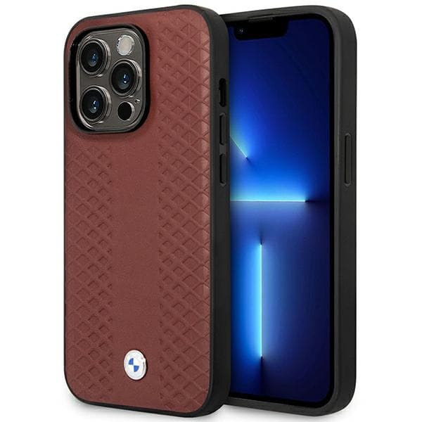 Ovitek BMW BMHMP14X22RFGR za iPhone 14 Pro Max 6.7" usnjeni, diamantni vzorec, MagSafe