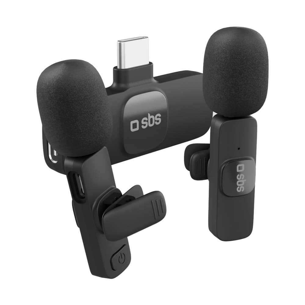 SBS Lavalier mikrofona z USB-C sprejem, 2 kosa - Črna