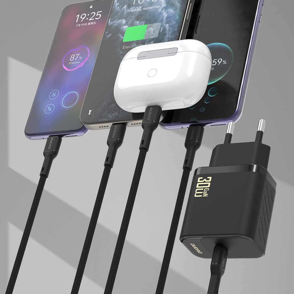 Dudao A27PCEU PD 30W GaN stenski polnilnik USB-C s kablom USB-C, bel 6