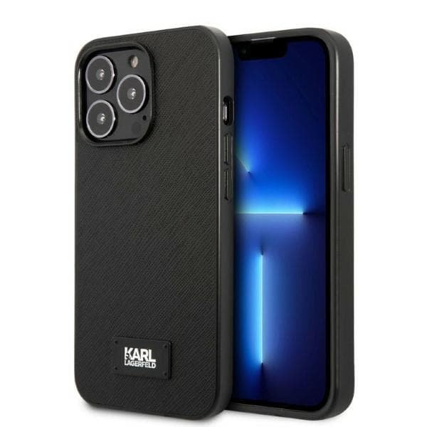 Ovitek Karl Lagerfeld Saffiano Plaque za iPhone 13 Pro/13 (6,1") - črn