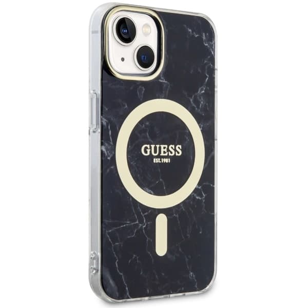 Ovitek Guess Marble MagSafe za iPhone 14, črn 4