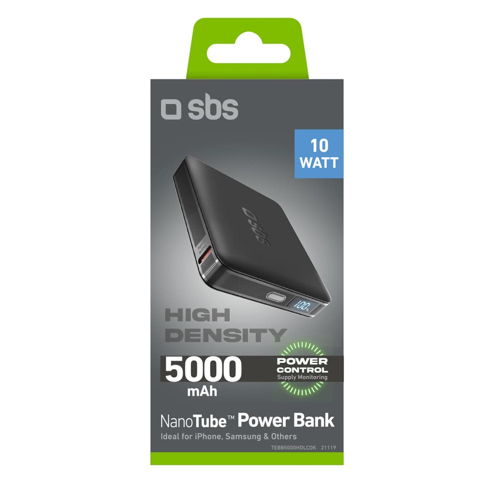 SBS HD 10W 5000mAh USB-C Powerbank z LCD zaslonom - Črna 2