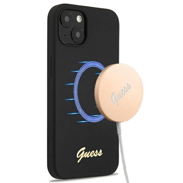 Ovitek Guess Silicone Script Gold Logo za iPhone 13 6.1" - črna
