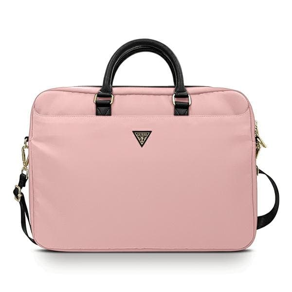 Torba Guess Nylon Triangle Logo za 16" prenosnik - roza
