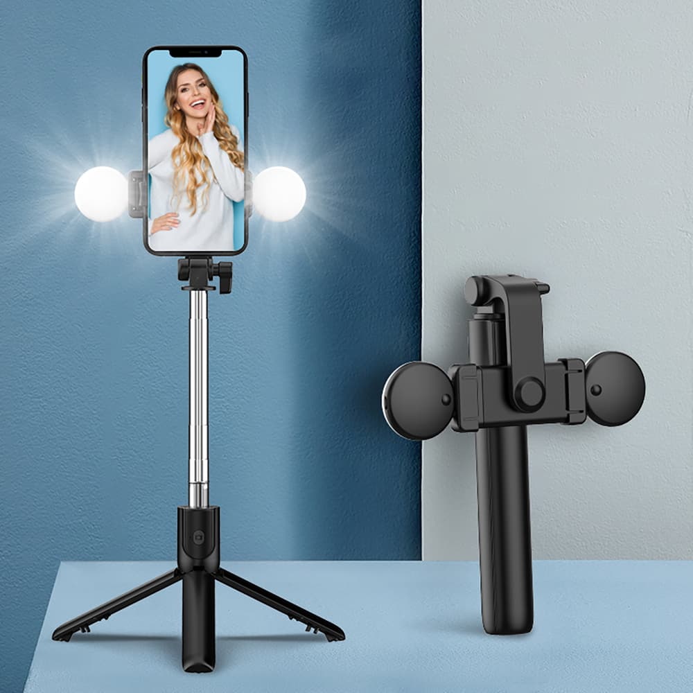 Hurtel WR1YXS selfie palica/stativ, 0.71m z lučko, črna 8