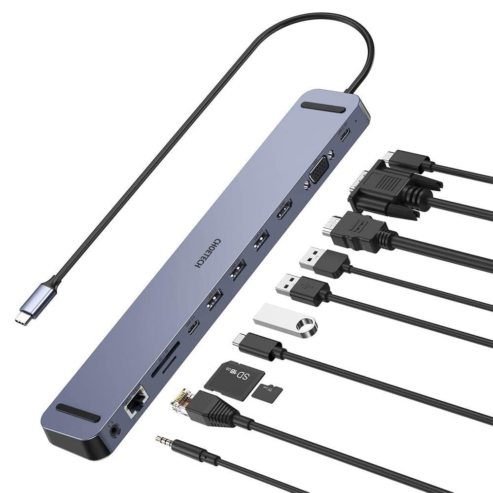 Choetech 11v1 USB C HUB adapter z PD 100W - HUB-M20