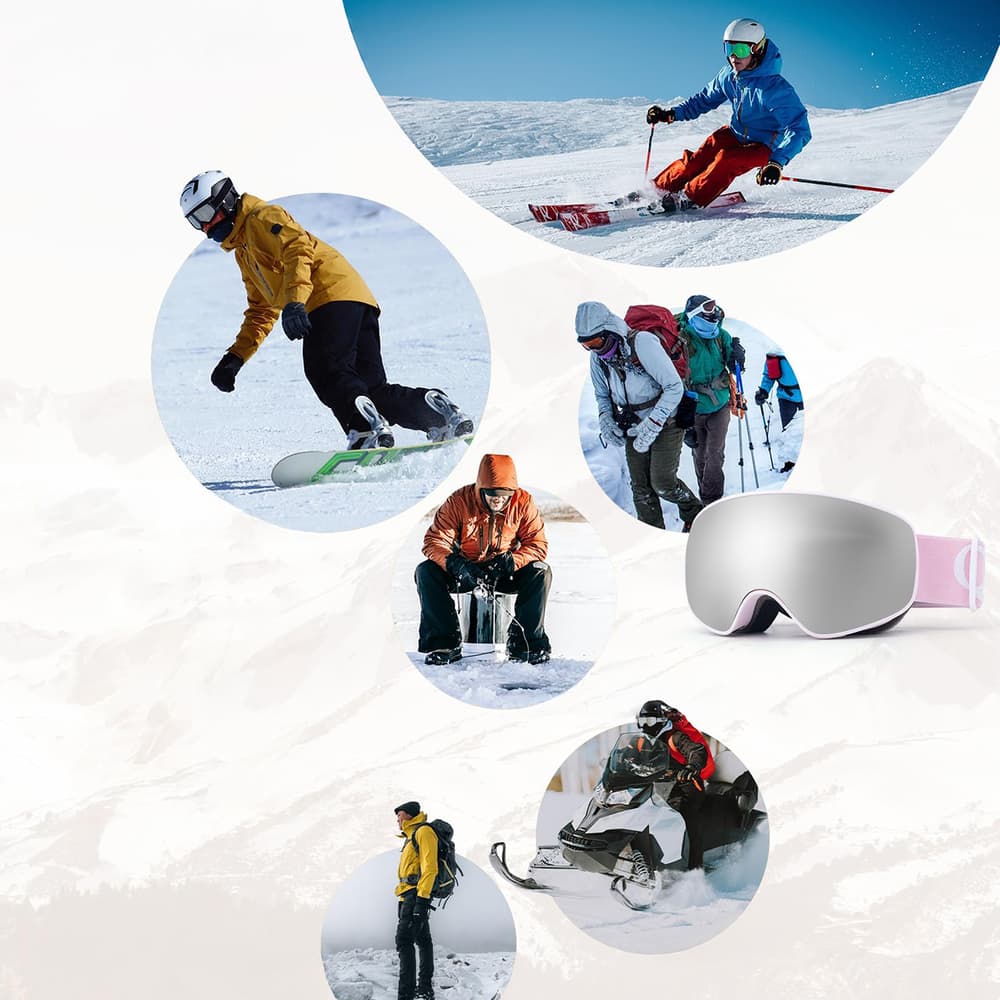 Qunature Otroška smučarska očala M/L - Roza 5