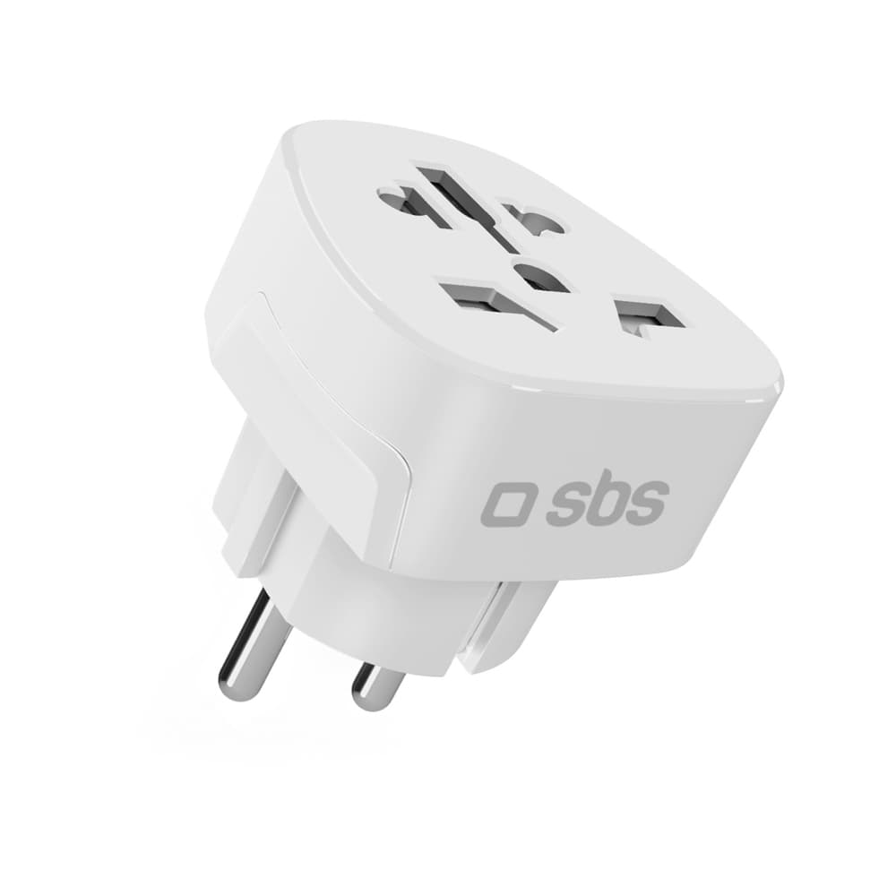 SBS Schuko/EU potovalni adapter (bel)