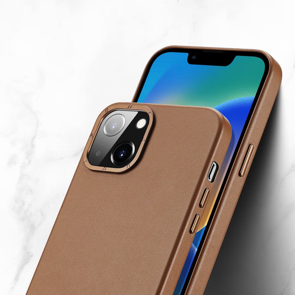 Ovitek Dux Ducis Grit usnjen za iPhone 14 Plus (MagSafe), rjav 7