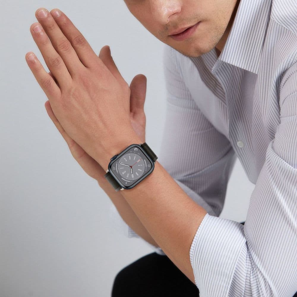 Tech-Protect Nylon pašček za Apple Watch 42-49 mm - Črno/Oranžen 3