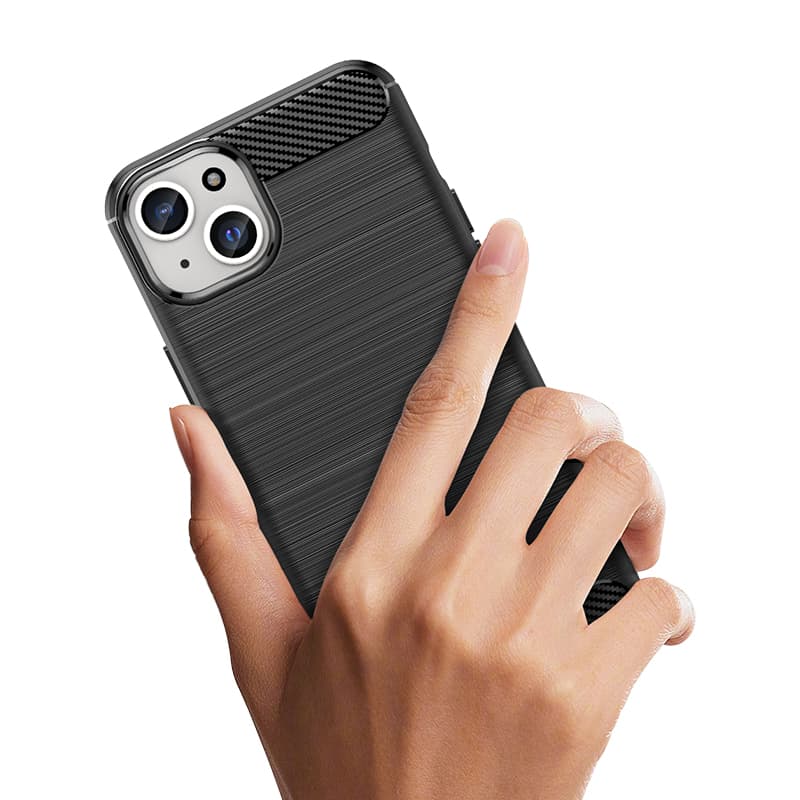 Gibljiv ovitek Carbon za iPhone 15 Plus Hurtel - črn 4