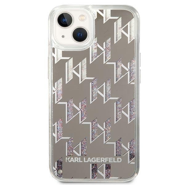 Karl Lagerfeld ovitek za iPhone 14 Plus (6,7") Liquid Glitter Monogram, srebrn 3
