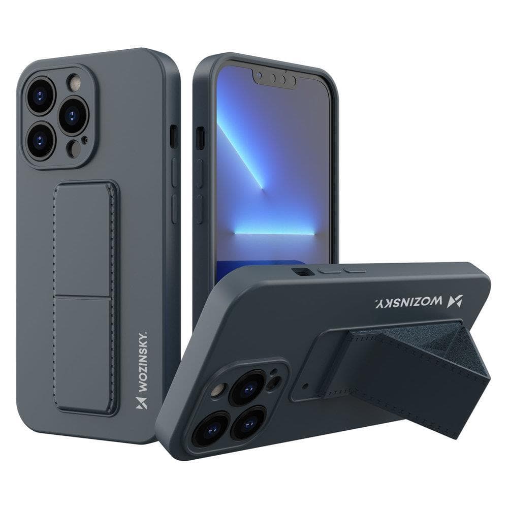 Wozinsky Kickstand Case iPhone 13 mini, silikonski ovitek s stojalom - temno modra