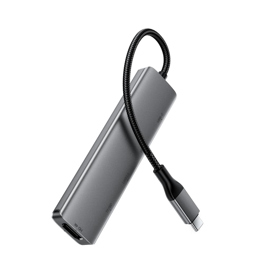 Acefast J18 USB-C Hub 6-v-1, HDMI 4K 60Hz, PD 90W, čitalnik kartic, siva 3