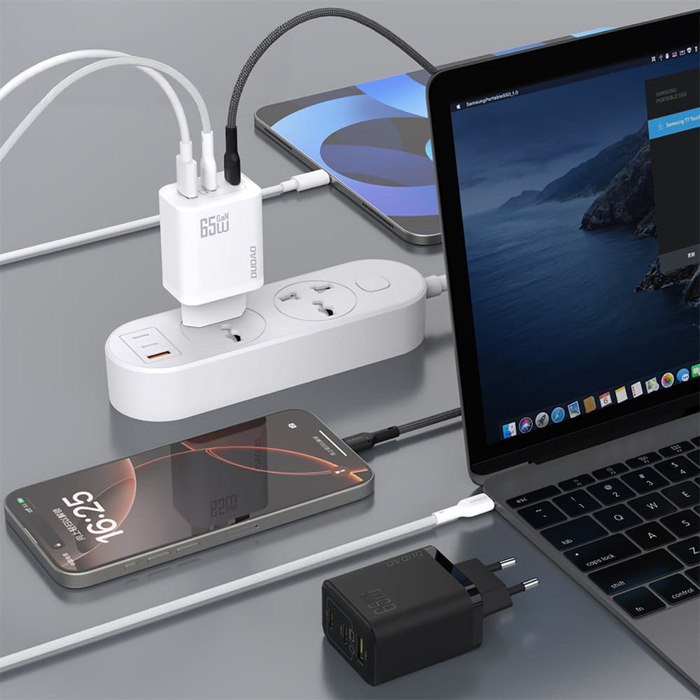 Dudao A29C 65W GaN stenski polnilnik + USB-C kabel, črn 4