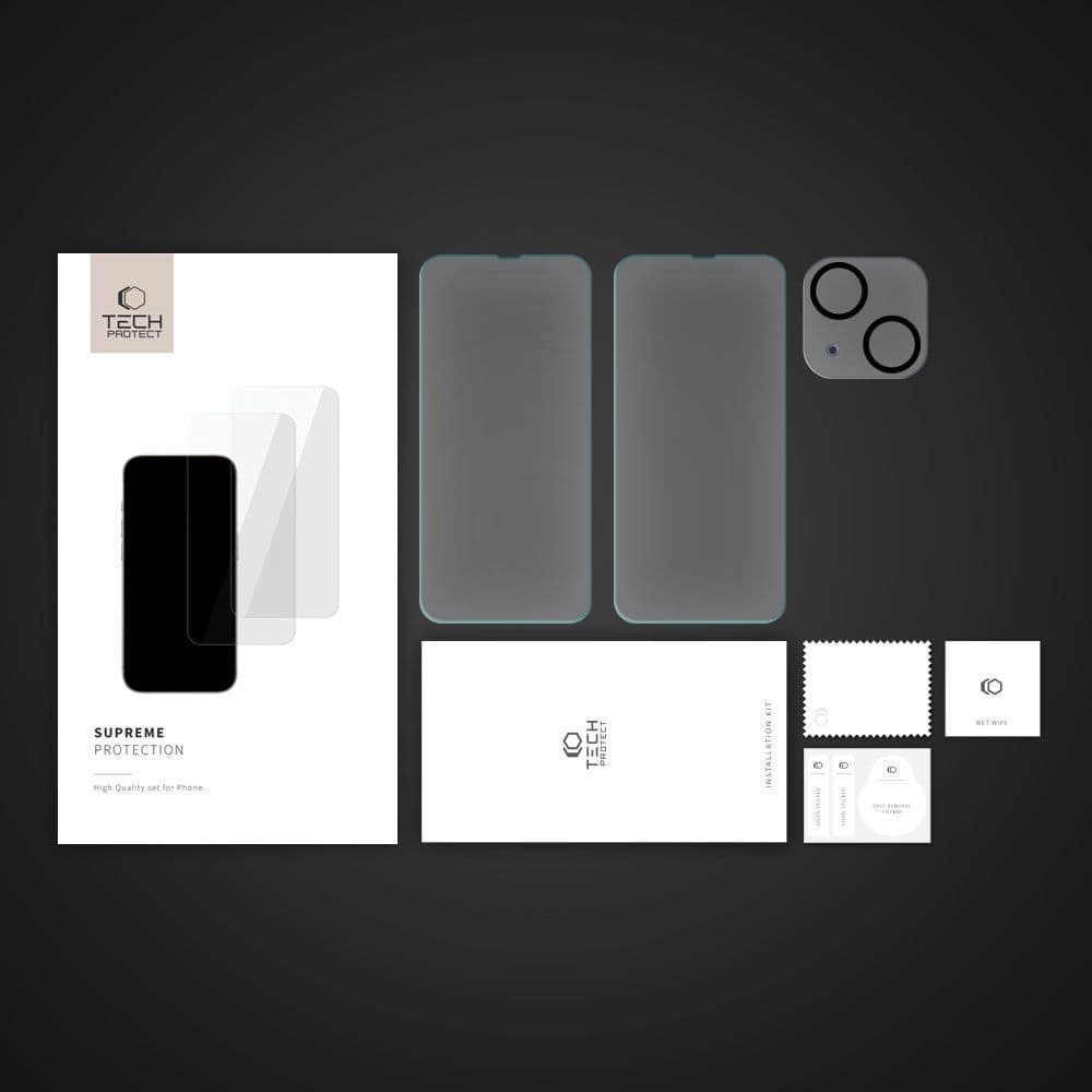 Tech-Protect Supreme Set za iPhone 14 (2x steklo za zaslon + 1x steklo za kamero)