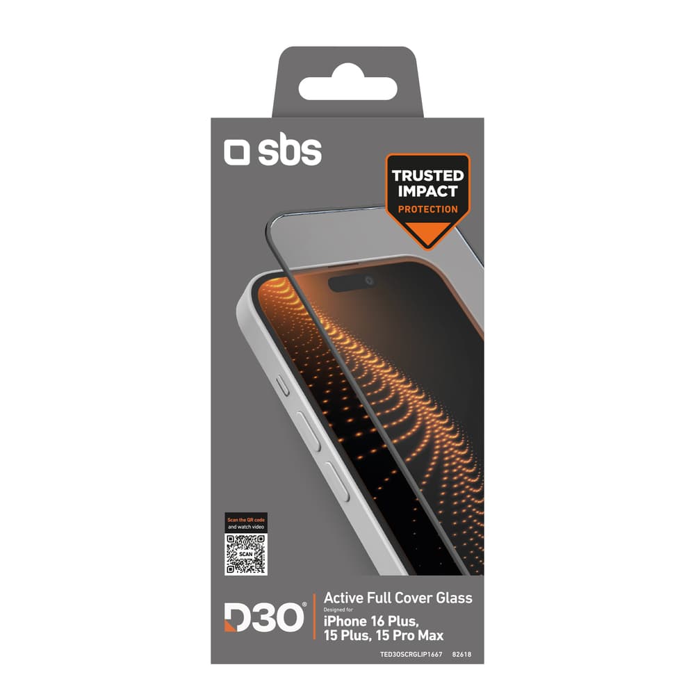 SBS D3O zaščitno steklo z okvirjem za iPhone 16 Plus / 15 Plus 2