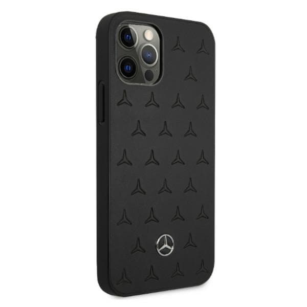 Ovitek Mercedes usnjen Stars Pattern za iPhone 12 Pro Max - črn 4