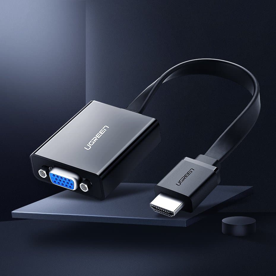 Ugreen HDMI na VGA adapter z Micro USB in avdio izhodom, črn 2