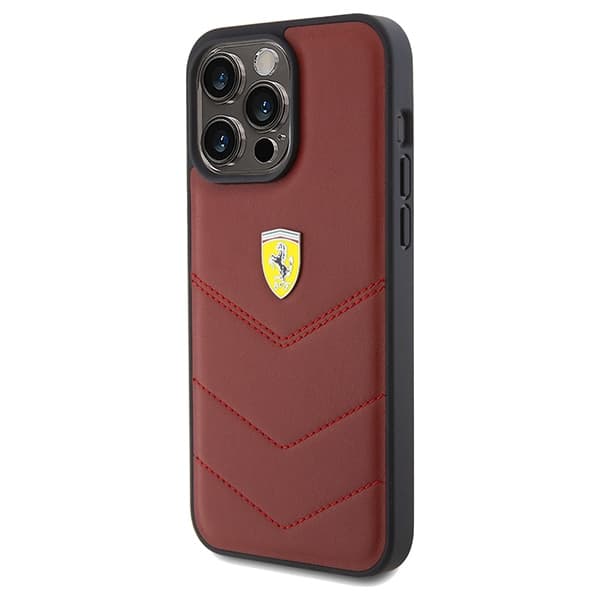 Ovitek Ferrari Leather Stitched Lines za iPhone 15 Pro Max - rdeč 2