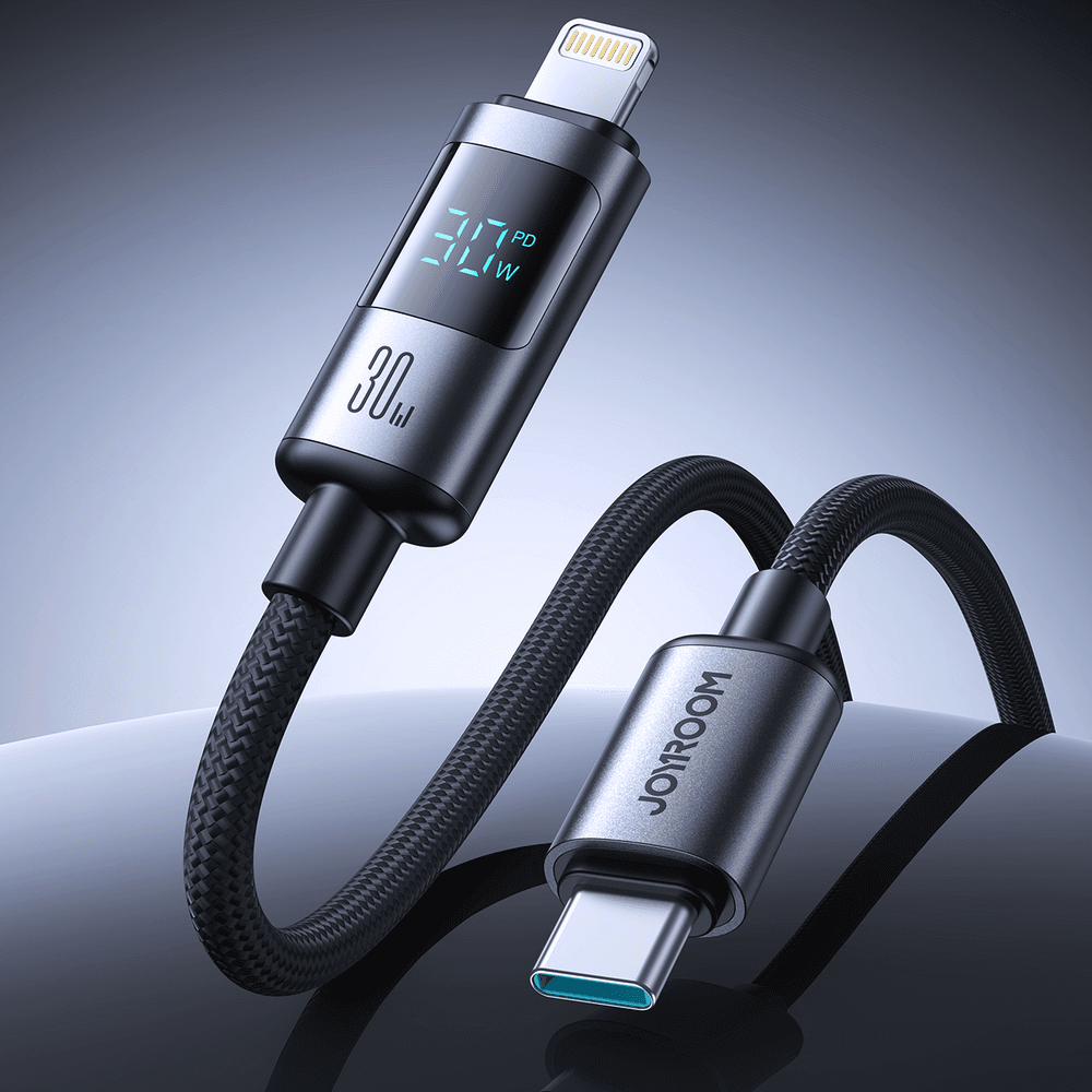 Joyroom S-A16 Pro USB-C - Lightning Kabel 1.2m, 30W, LED Zaslon, Črn 4