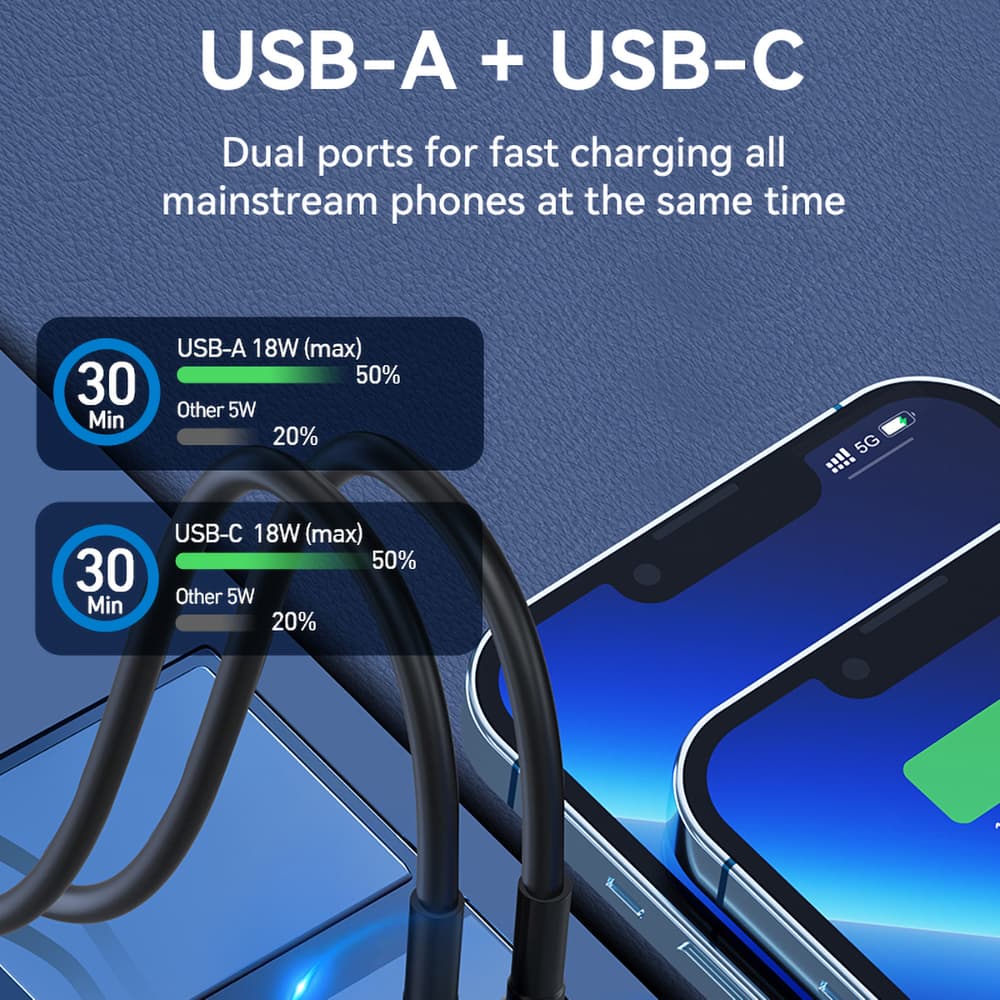 Avtomobliski polnilec Wozinsky WDCCAC USB-C/USB-A 36W - Črna 8