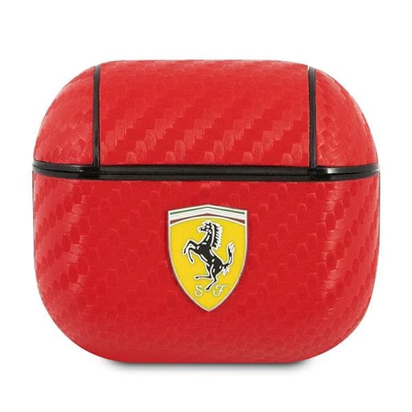 Ferrari etui za AirPods 3, On Track PU Carbon, rdeč/rdeč