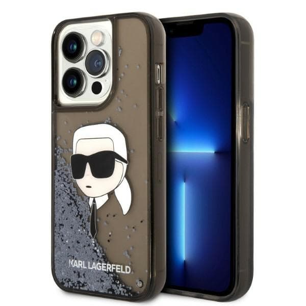 Etui Karl Lagerfeld Glitter Karl s Head za iPhone 14 Pro - črni