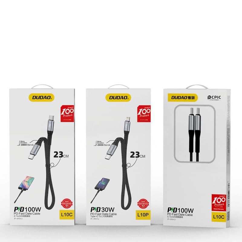 Dudao Lightning - USB-C PD 20W kabel, 0.23m, črn 5
