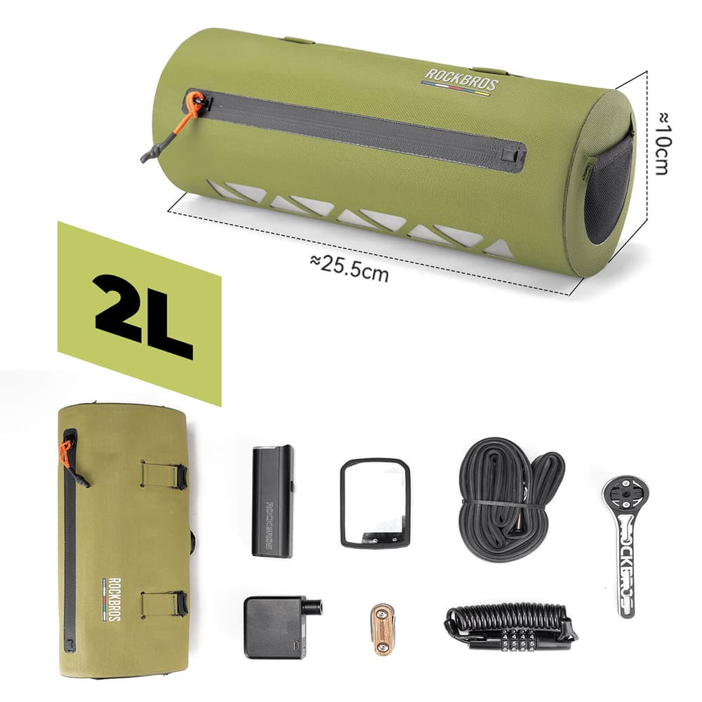 Rockbros AS-145 ROAD TO SKY vodotesna torbica za krmilo, 2 l - zelena 4