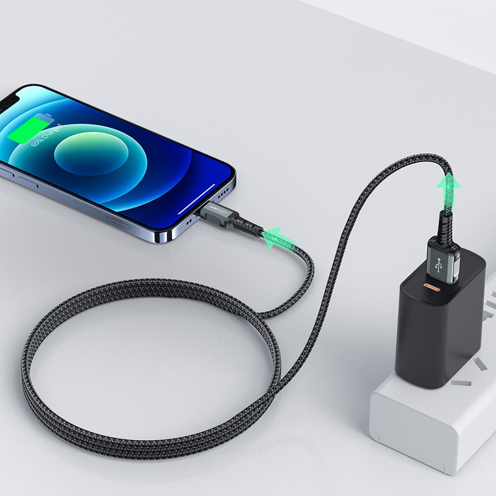 Acefast kabel MFI USB - Lightning 1.2m, 2.4A - Črn 7