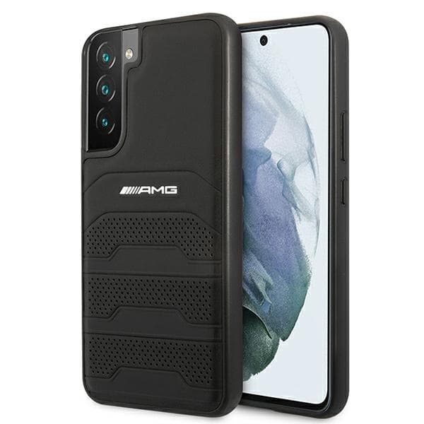 Mercedes etui za Galaxy S22+ S906, AMG Leather Debossed Lines, črn