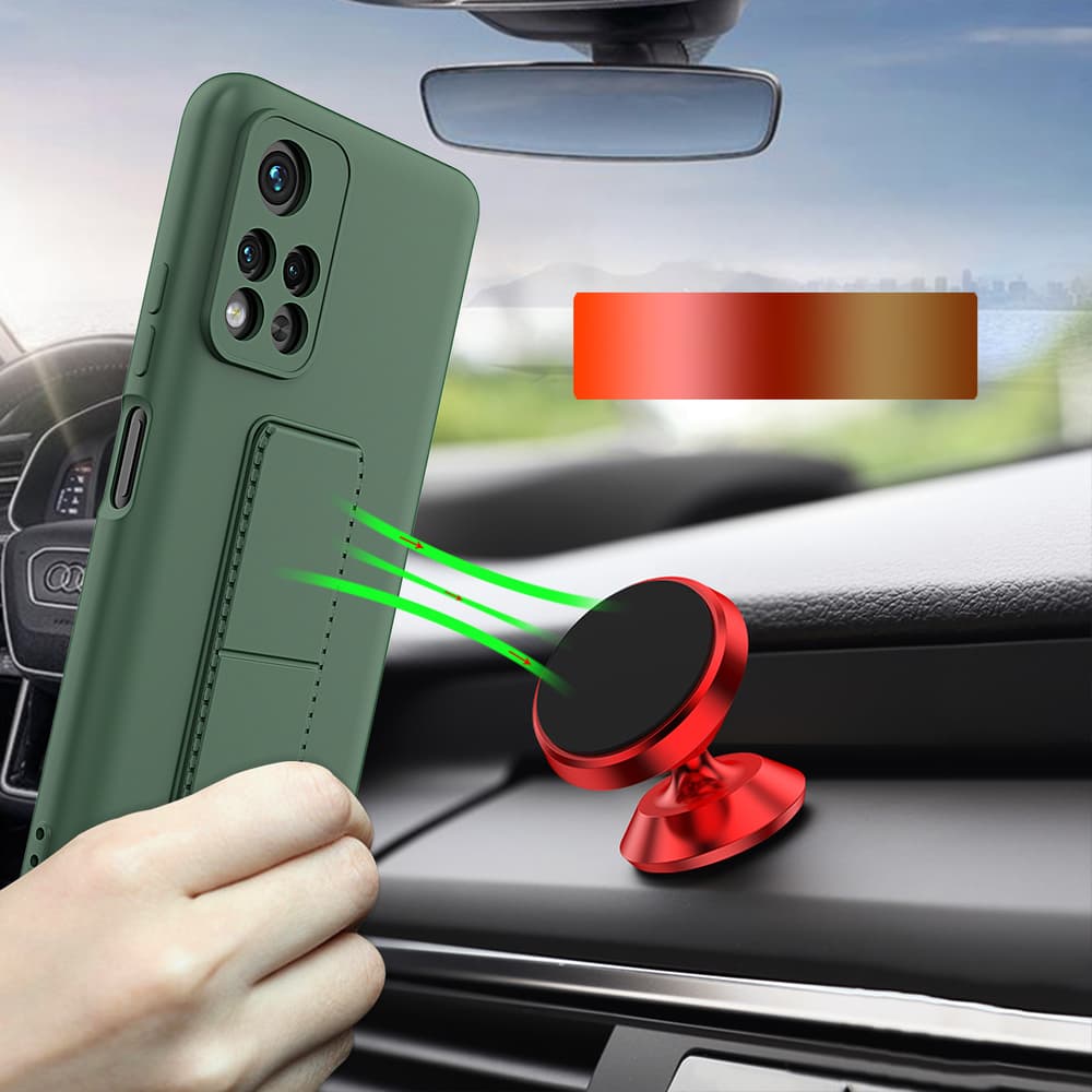 Wozinsky Kickstand Case silikonski ovitek z oporo za Xiaomi Redmi Note 11S / Note 11, rdeča 7