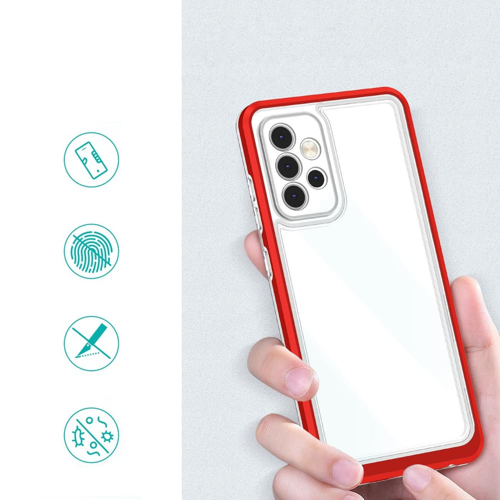 Hurtel Clear 3in1 ohišje za Samsung Galaxy A13 5G, Rdeče 2