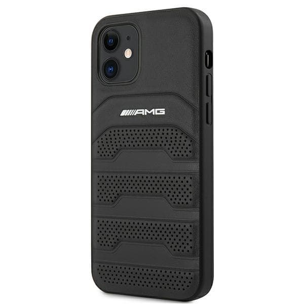 Ovitek AMG usnjen Debossed Lines za iPhone 12 mini - črn 2