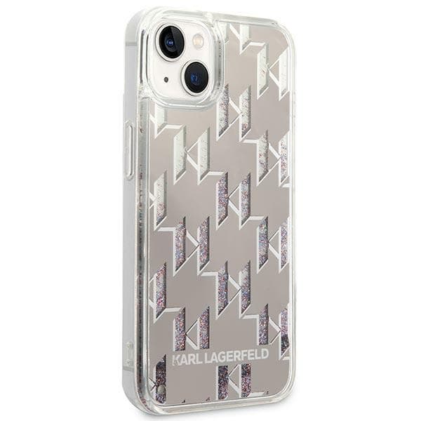 Karl Lagerfeld ovitek za iPhone 14 Plus (6,7") Liquid Glitter Monogram, srebrn 4