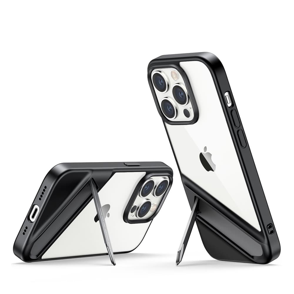 Ugreen LP635 Ovitek Kickstand za iPhone 14 Pro črn - trda hrbtna stran, gel okvir, stojalo