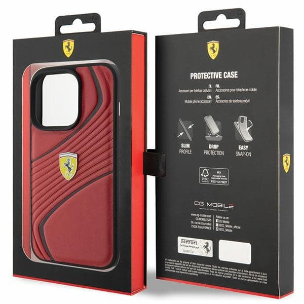Etui Ferrari Twist Metal Logo za iPhone 15 Pro - rdeča 8