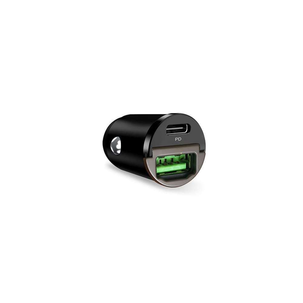 Puro Mini avtomobilski polnilnik 30W USB-C + USB-A, črn