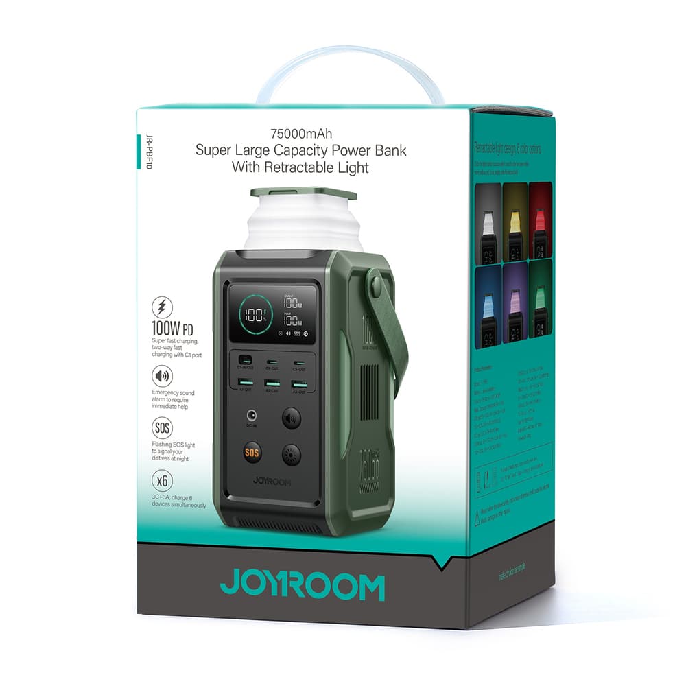 Joyroom JR-PBF10 Powerbank 75000mAh, 100W, 6xUSB - zelen 7