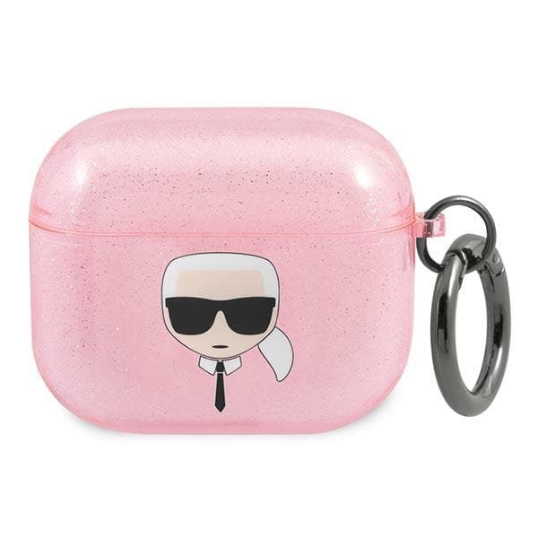 Ovitek Karl Lagerfeld Glitter Karl's Head za AirPods 3 - roza