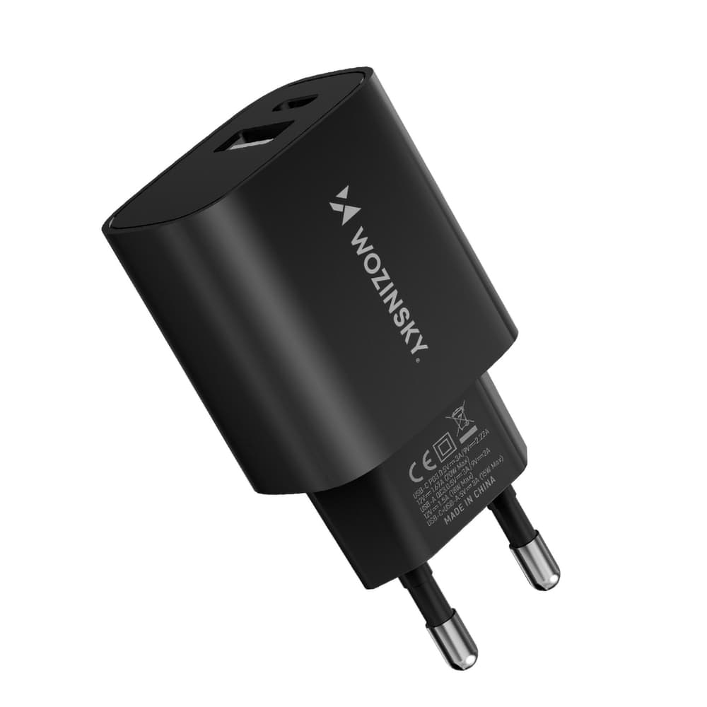 Stenski polnilnik Wozinsky WGWCB 20W, USB-A + USB-C - črn 3