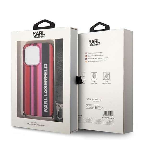 Karl Lagerfeld Color Stripes Strap ovitek za iPhone 14 Pro Max (6.7"), roza 7