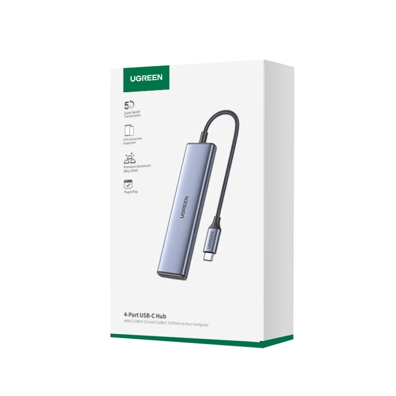 HUB USB-C Ugreen CM473 (2x USB-A / 2x USB-C) 20 cm - siv 5