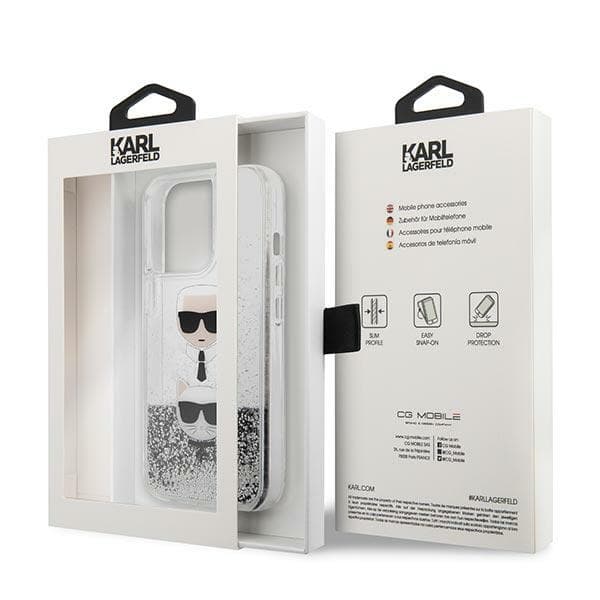 Karl Lagerfeld Liquid Glitter ovitek za iPhone 13 Pro Max - srebrn 8