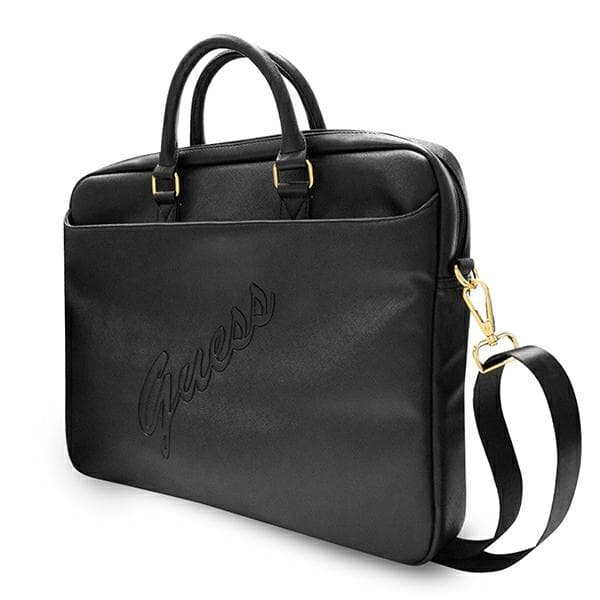 Torba za prenosnik Guess Saffiano Script 16" črna 2