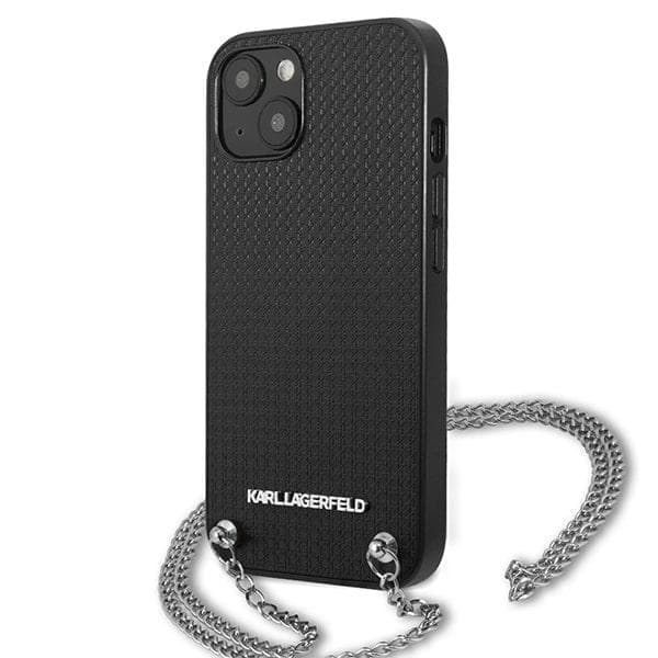 Karl Lagerfeld Leather Textured & Chain ovitek za iPhone 13 mini (5,4") - črn 2
