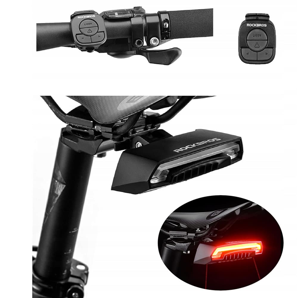 Rockbros LKWD-R1 zadnja luč za kolo z laserjem in daljincem + Micro USB - črna