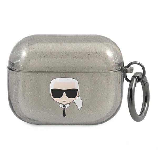 Karl Lagerfeld ovitek za AirPods Pro – Glitter Karl's Head, črn